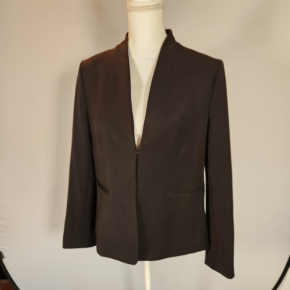 J.Crew Blazer Jacket Womens Size 14 Black V Neck Polyester Viscose
